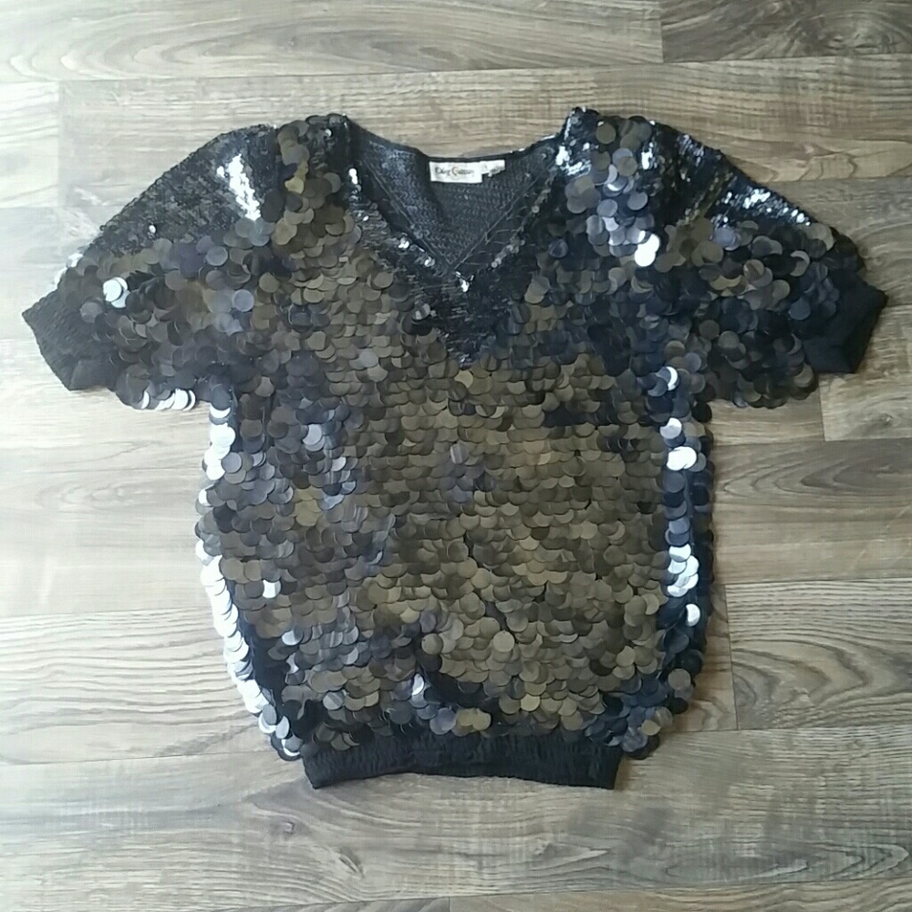 Oleg Cassini sequined top